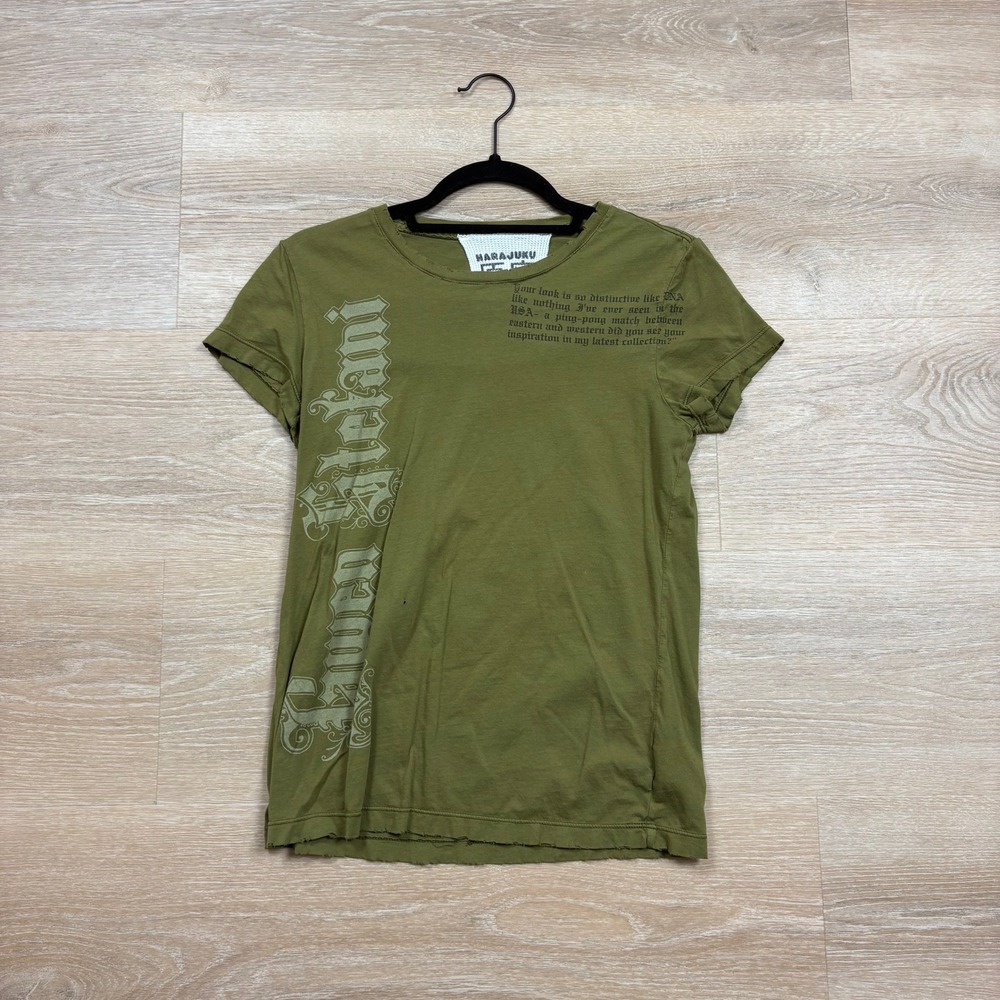 Vintage Y2K Harajuku Lovers Gwen Stefani Graphic Tee Women's Large Color Green